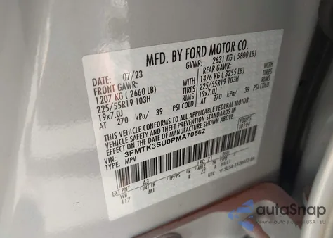 2023 Ford Mustang Mach-E Premium from USA, damaged, VIN 3FMTK3SU0PMA70562